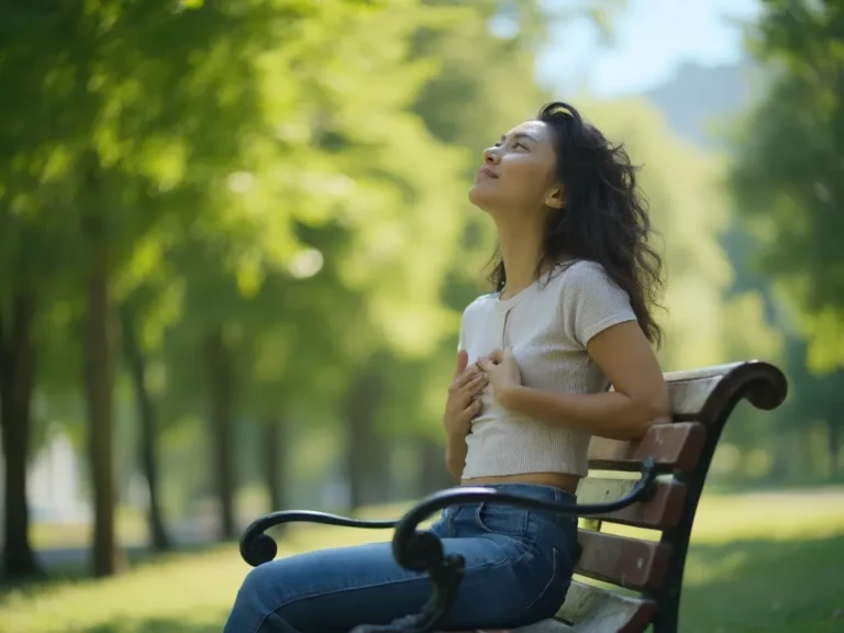 Person in a park finding relief from panic attacks