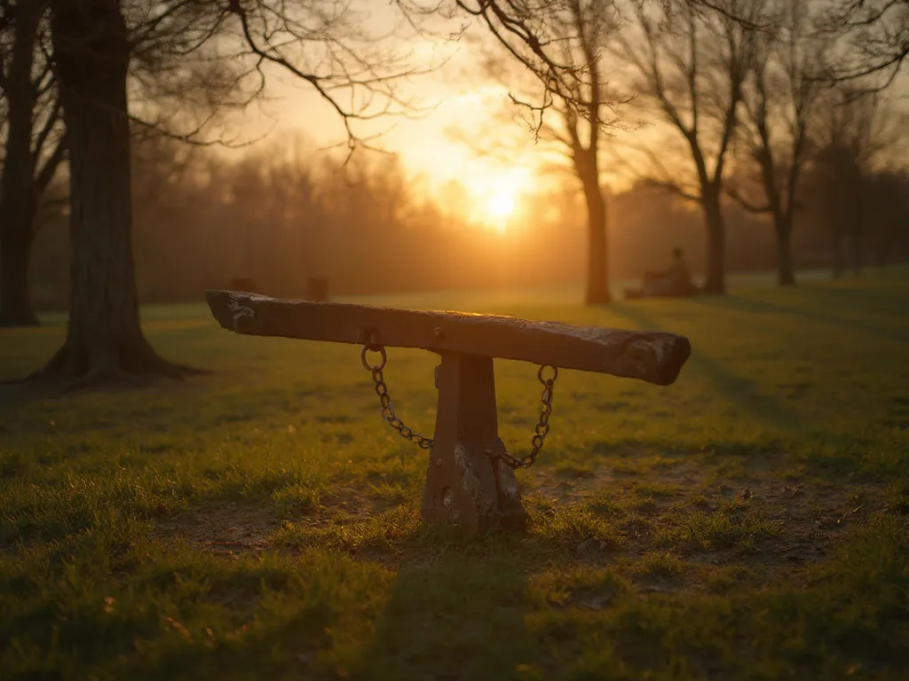 Seesaw at sunrise symbolizing emotional ups and downs