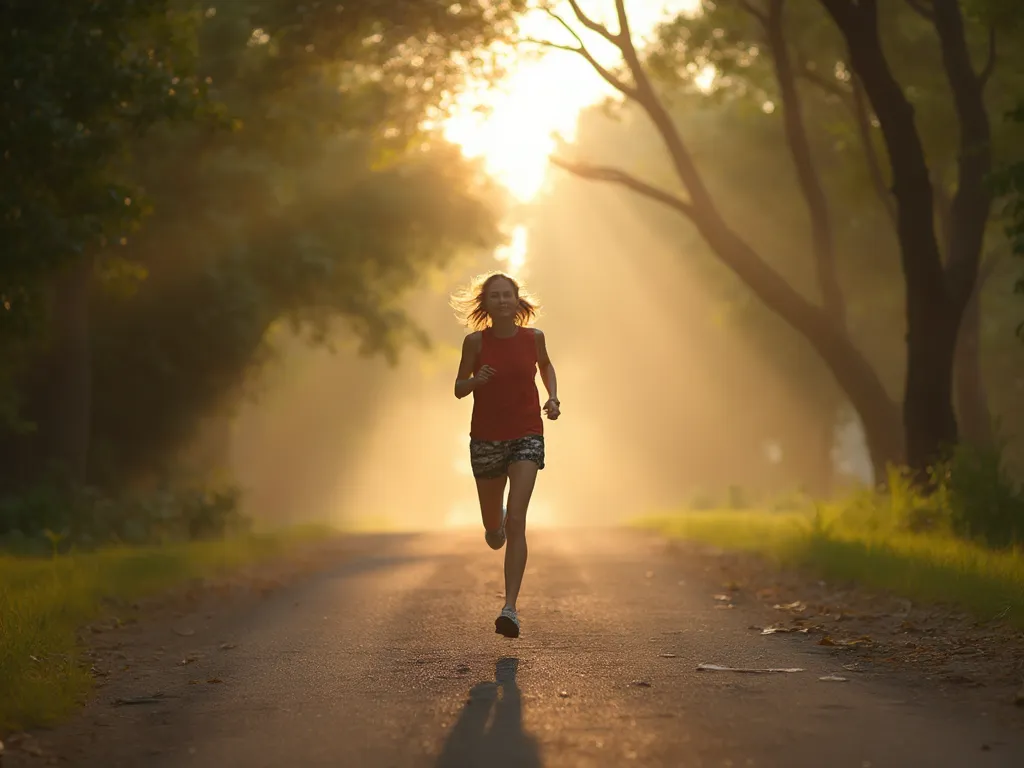 Person jogging in the morning light as a metaphor for recovery